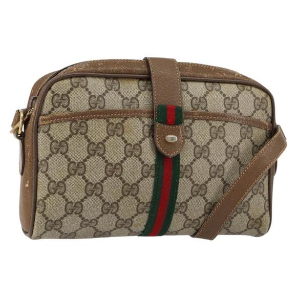 GUCCI Handbags - GUCCI GG Supreme Web Sherry Line Bag PVC Beige Gold 116 02 055 Auth 155594